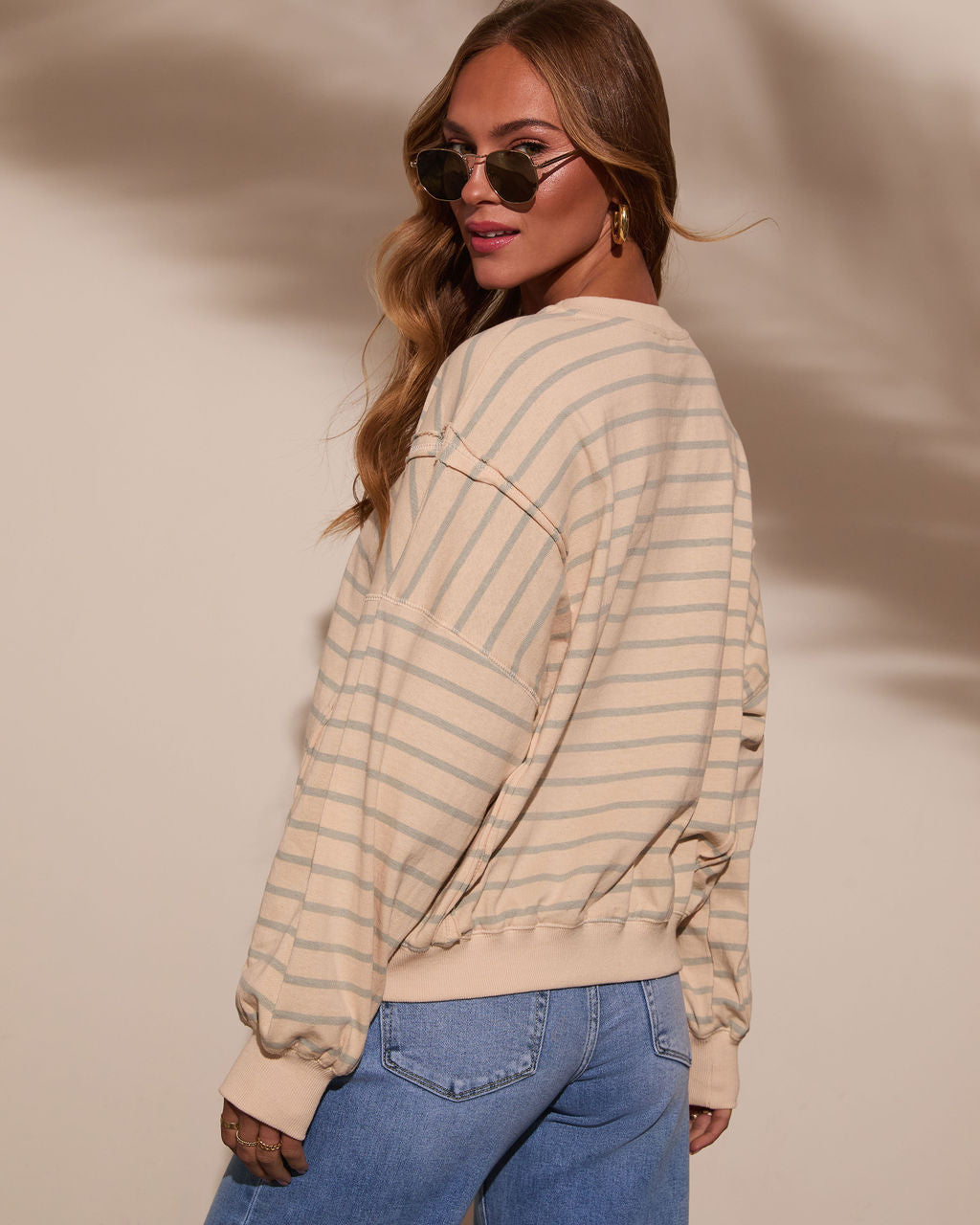 Classic Feel Striped Oversized Sweatshirt - Image 4