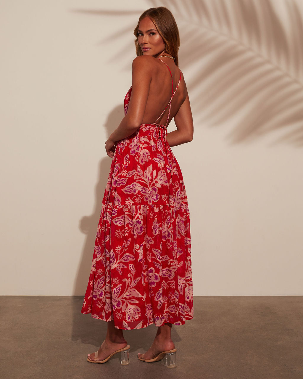 Lisette V-Neck Floral Print Tiered Maxi Dress - Image 4