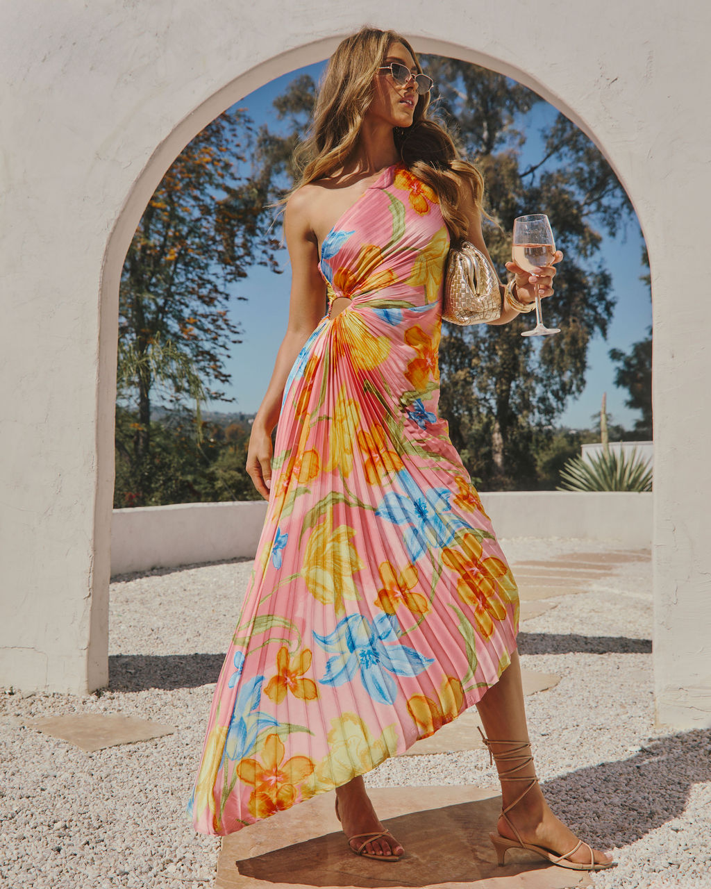Modern Day Glam Printed One Shoulder Asymmetrical Maxi Dress - Image 48