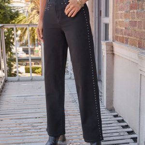 VICI Icon Studded Super Stretch High Rise Straight Leg Jeans