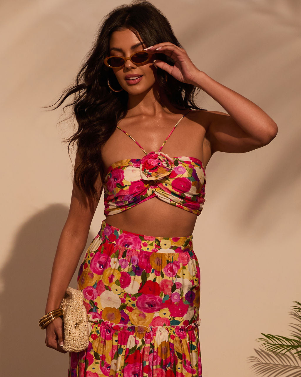 Margot Floral Halter Crop Top - Image 5