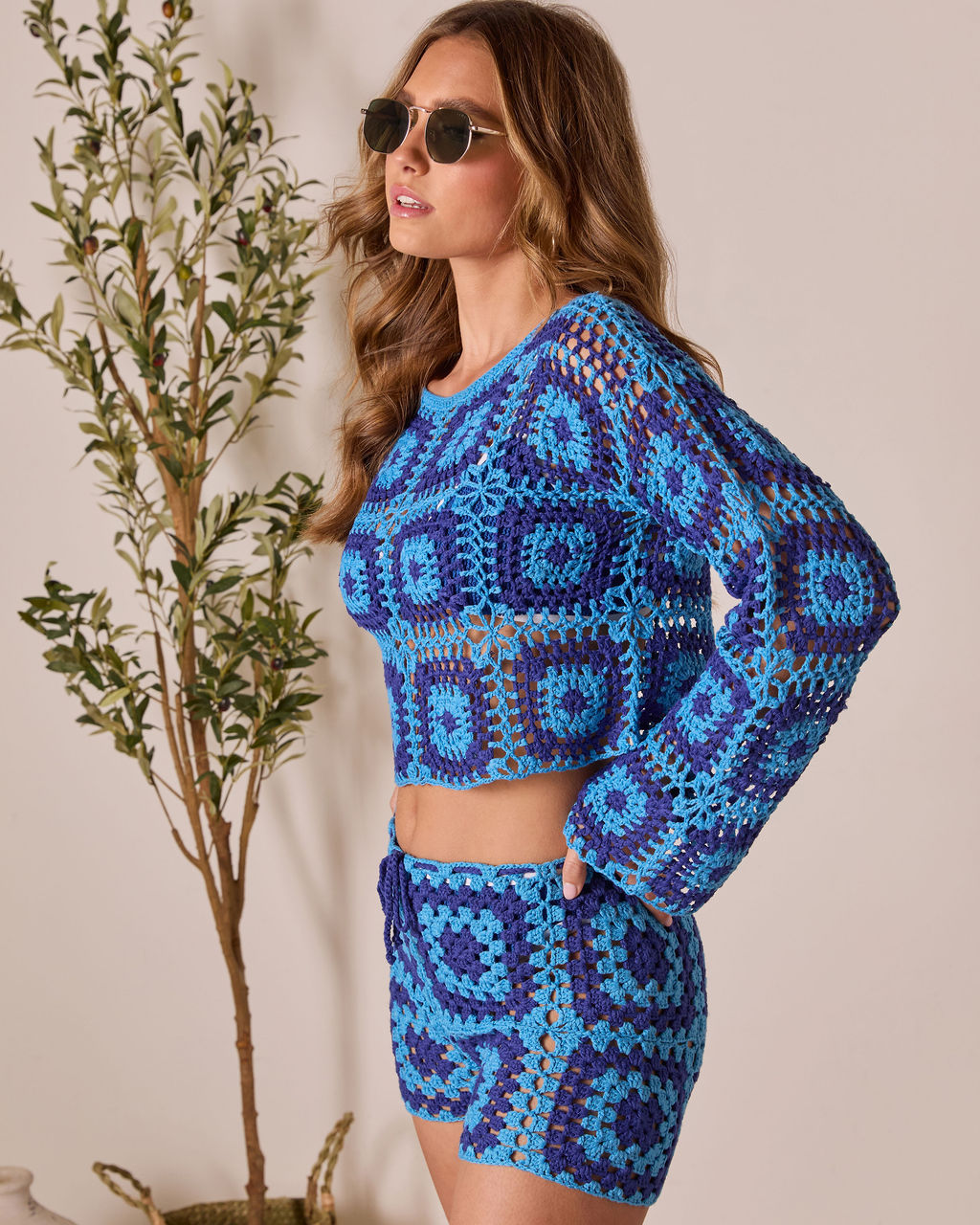 Clio Geometric Crochet Cover Up Top - Image 3