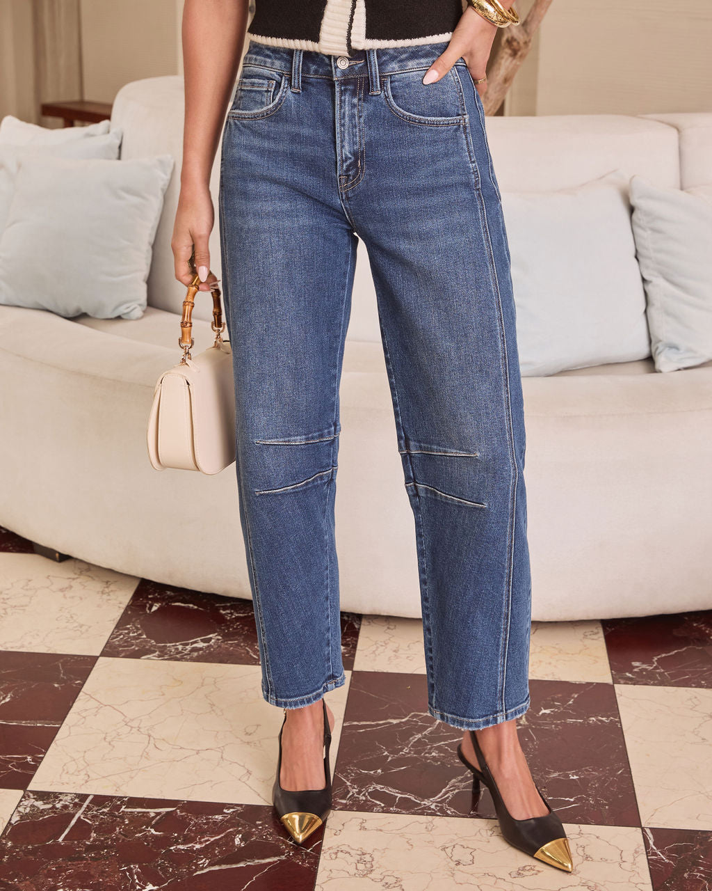 Ollie Stretch Pintuck Barrel Jeans - Image 2