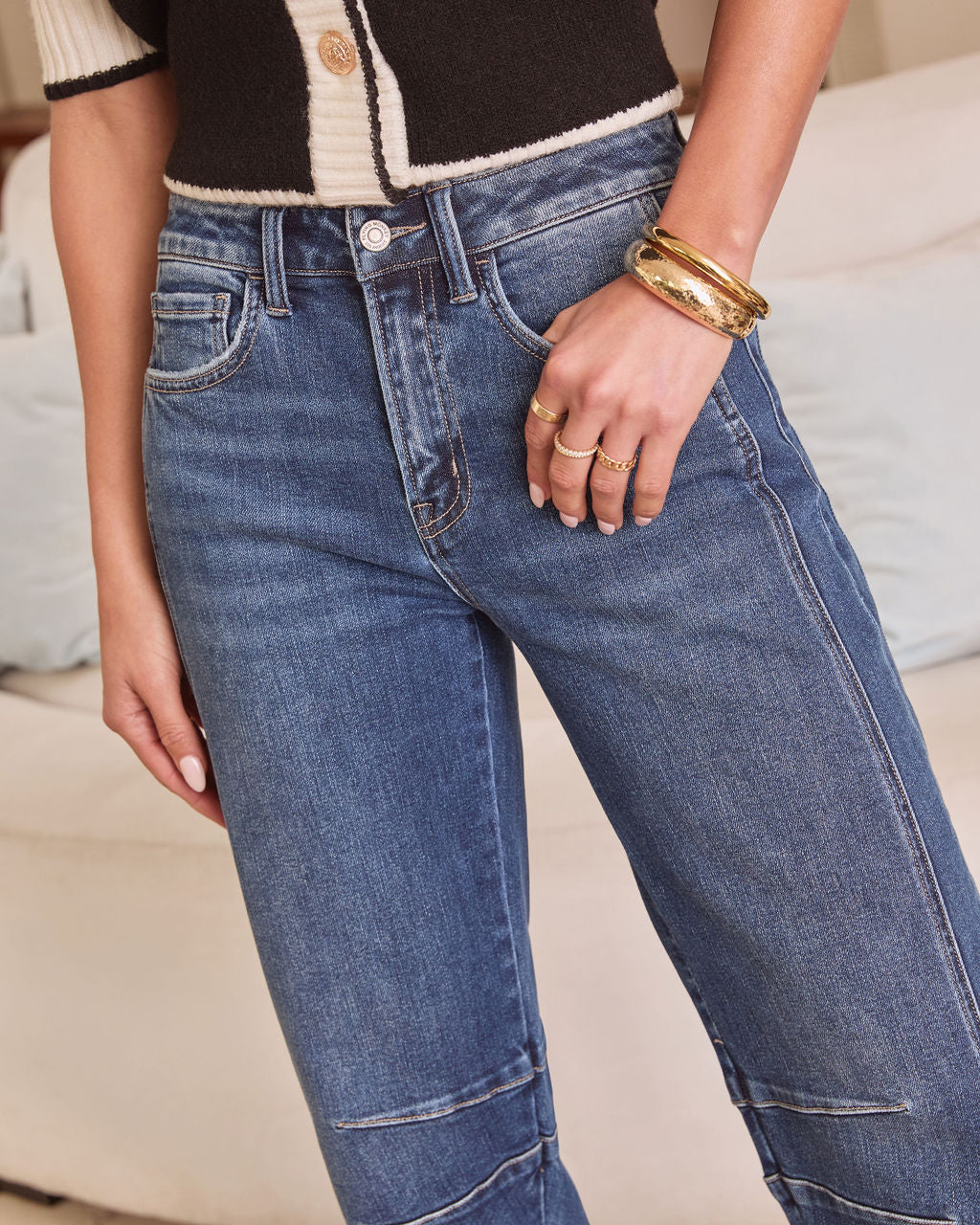 Ollie Stretch Pintuck Barrel Jeans - Image 6