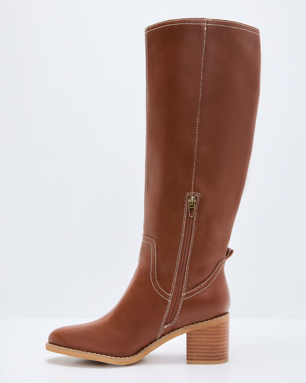 Maple Butter Faux Leather Knee High Riding Boot - Image 3