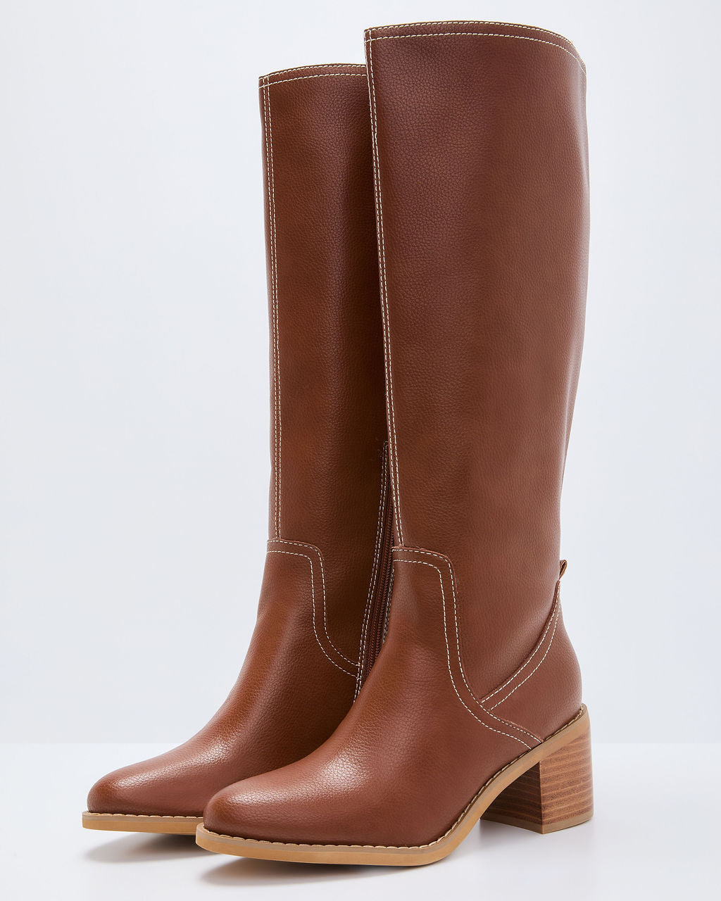 Maple Butter Faux Leather Knee High Riding Boot - Image 2