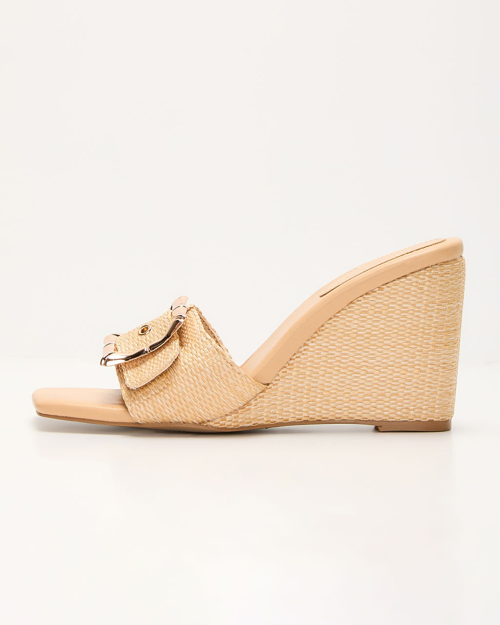 Giavanna Buckle Straw Wedge - Image 4