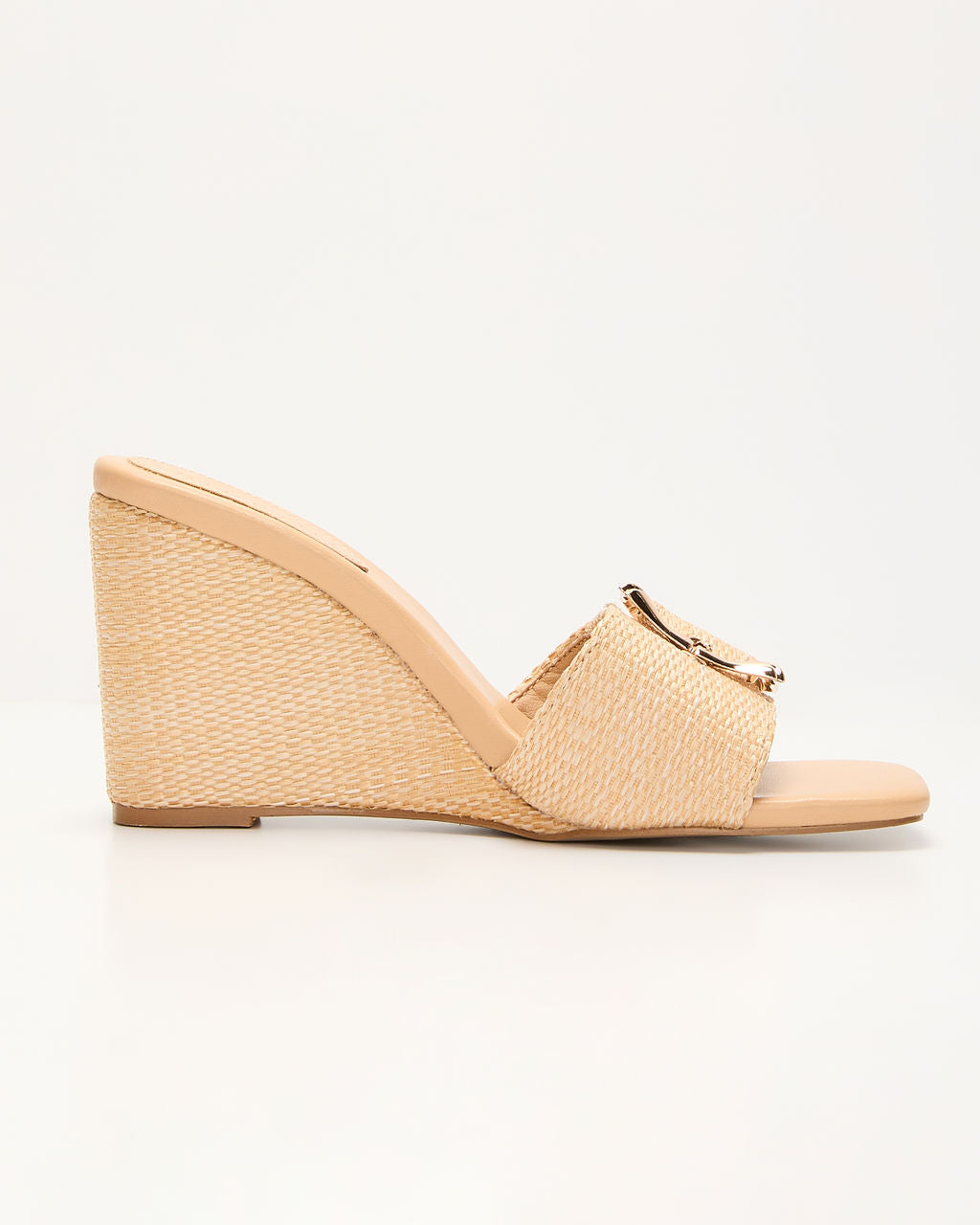 Giavanna Buckle Straw Wedge - Image 5