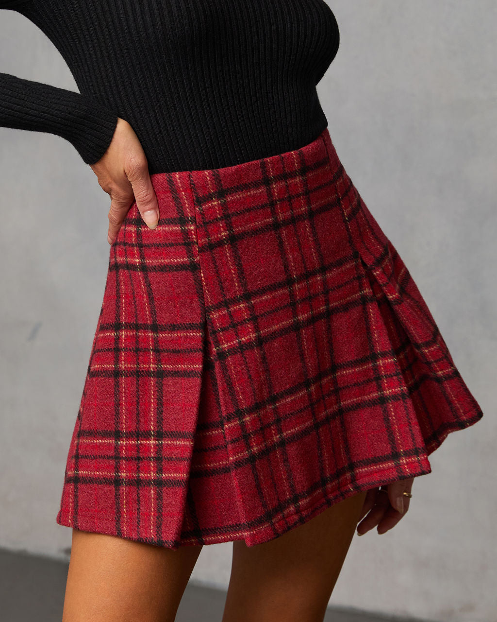 Wicker Rise Plaid Mini Skirt - Image 3