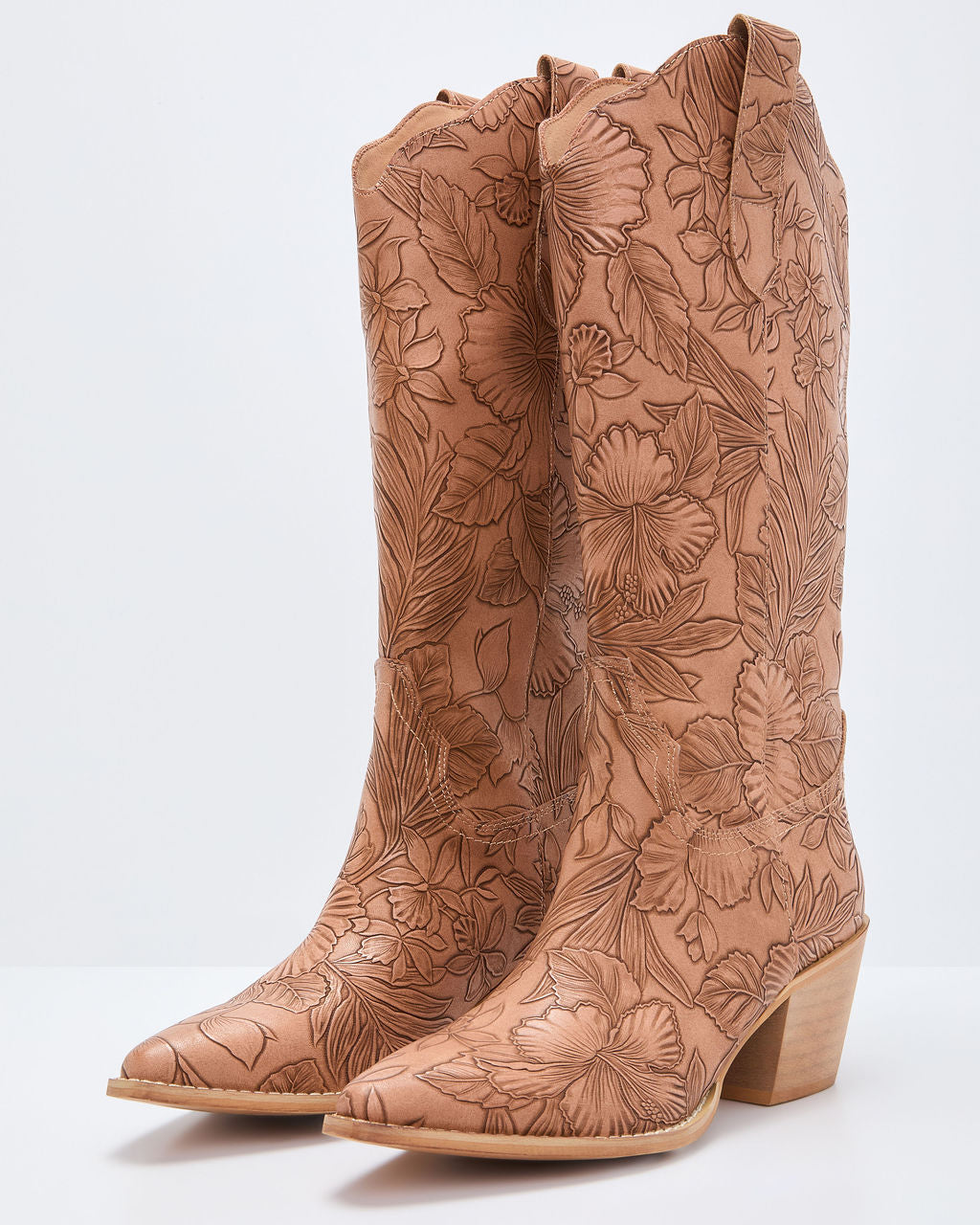 Katinna Embossed Floral Western Boots - Image 2