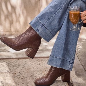 Chanie Woven Vegan Leather Booties