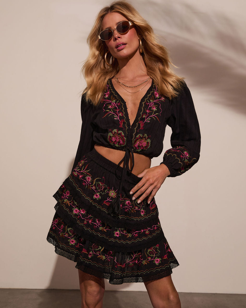 Trail of Flowers Tiered Floral Mini Skirt - Image 5