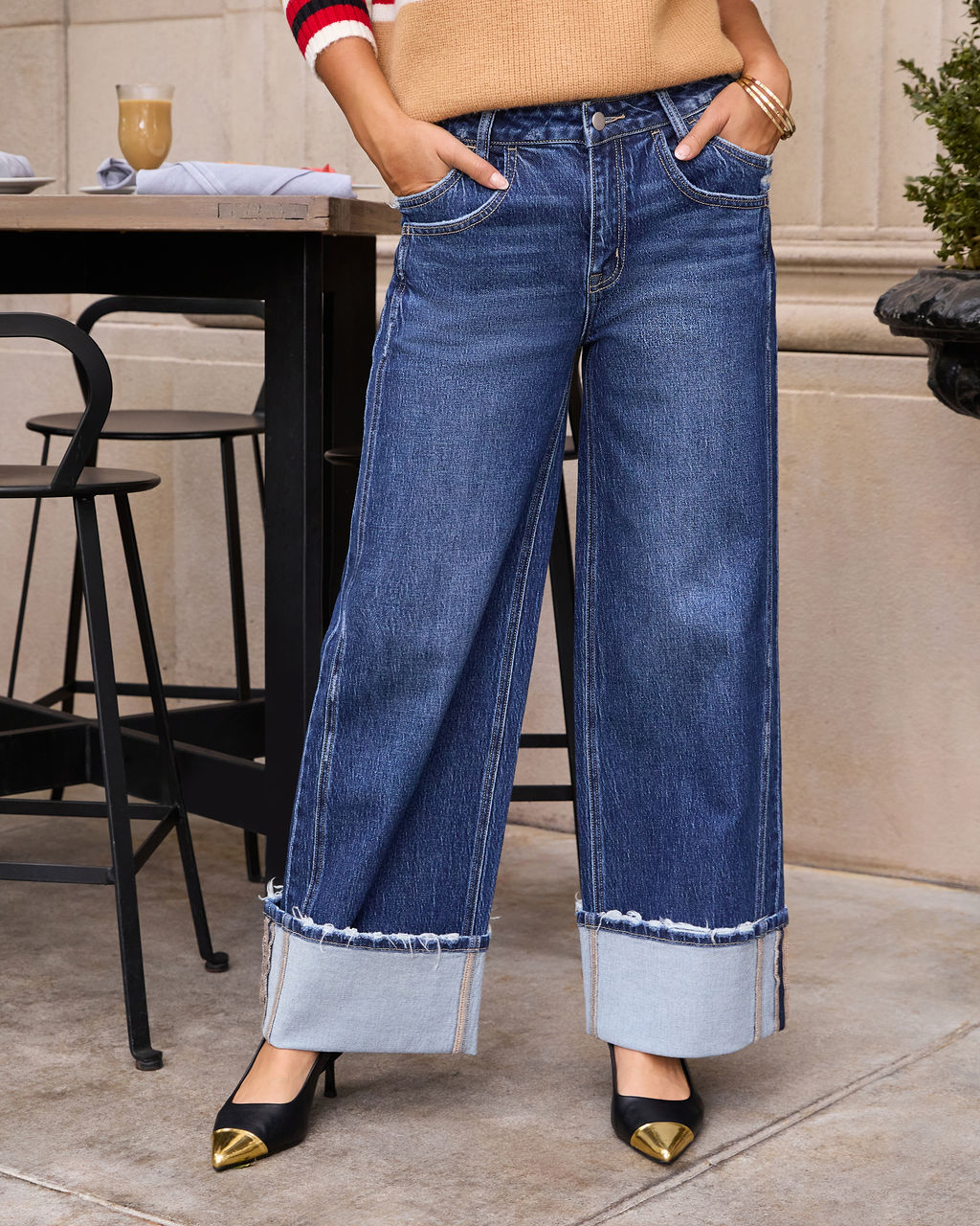 Stylist Stretch Wide Cuffed Jeans - Image 11