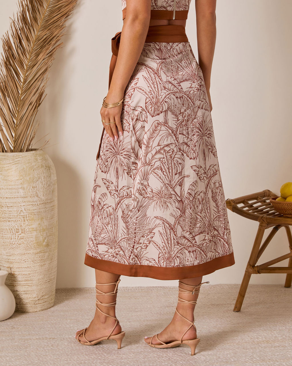 Mariza Tropical Print Wrap Tie Midi Skirt - Image 4