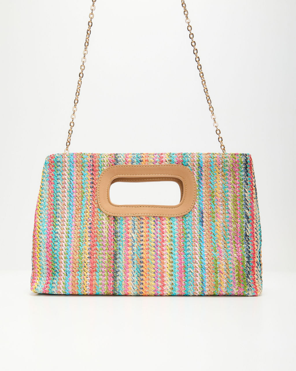 Shelia Multicolor Striped Straw Clutch - Image 4