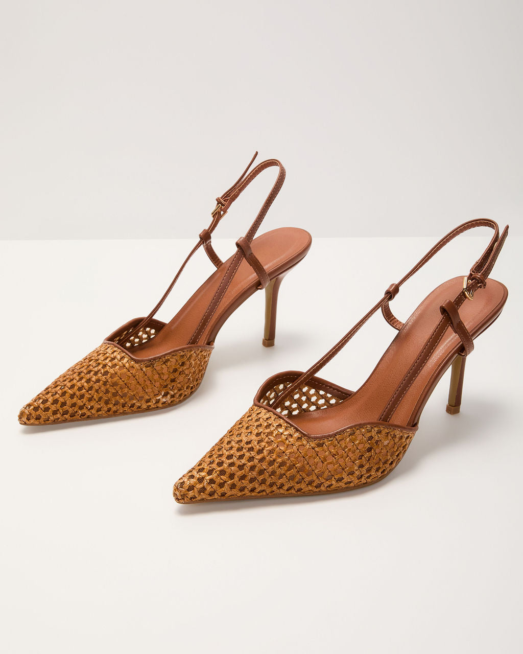 Sunny Sole Woven Raffia Slingback Heels - Image 2