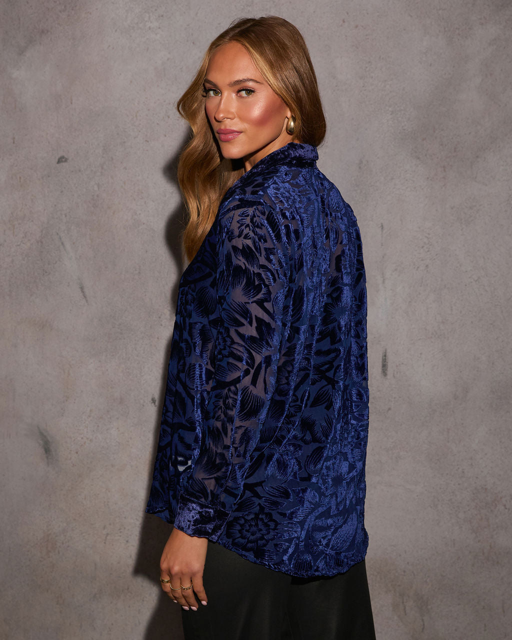 Anara Sheer Floral Velvet Top - Image 4
