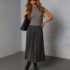 Vionette Pleated Midi Skirt