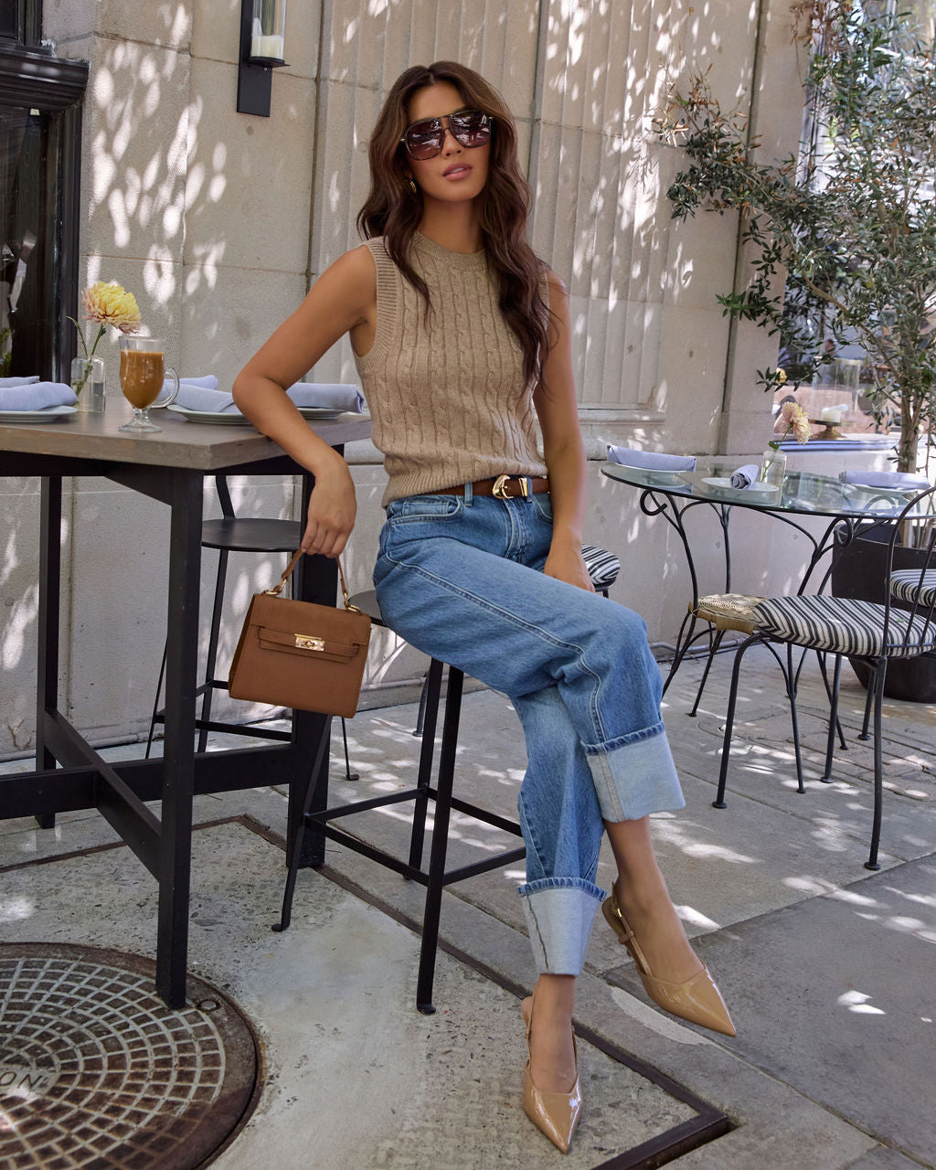 Come Find Me Cable Knit Crew Neck Vest - Image 6