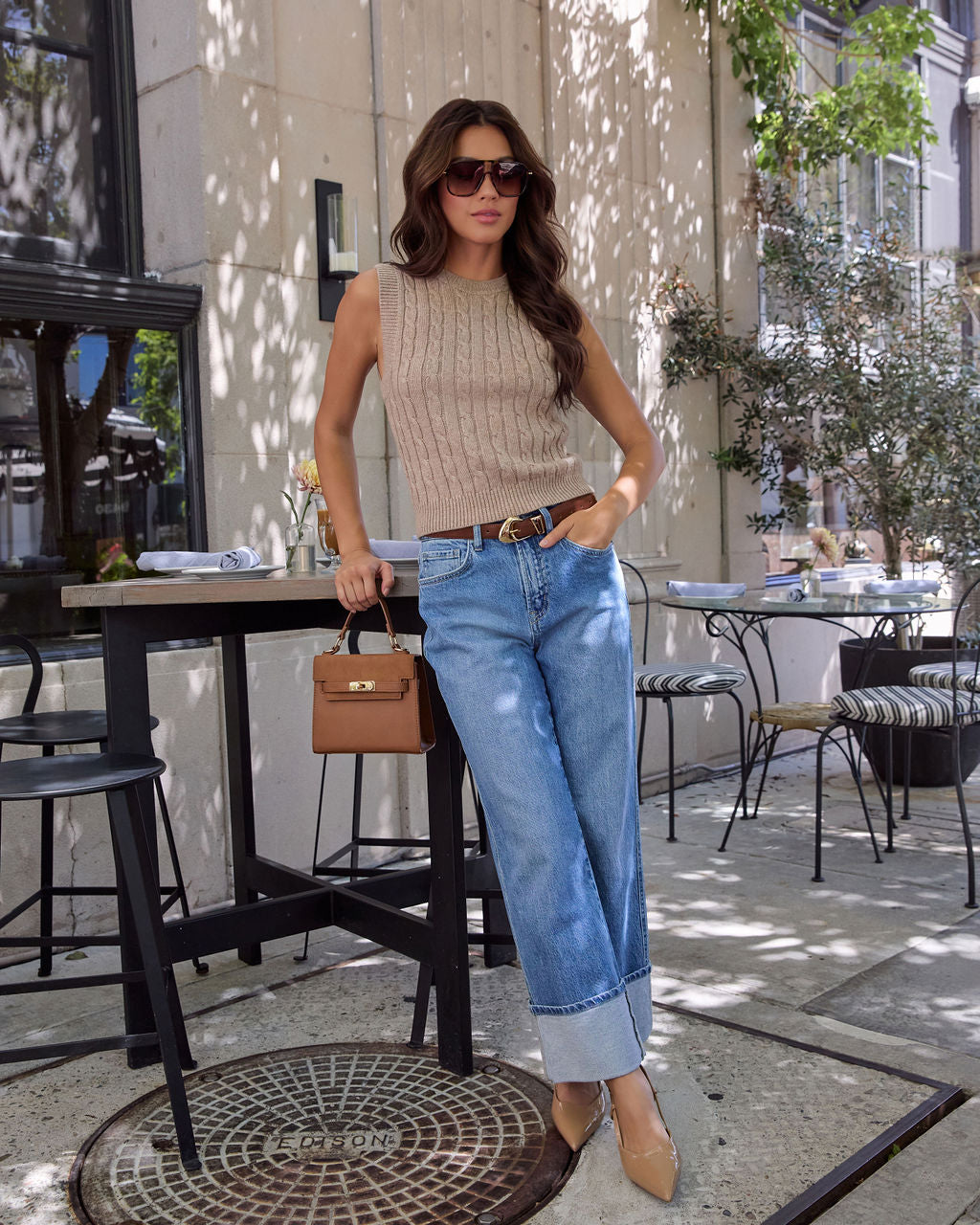 Come Find Me Cable Knit Crew Neck Vest - Image 2