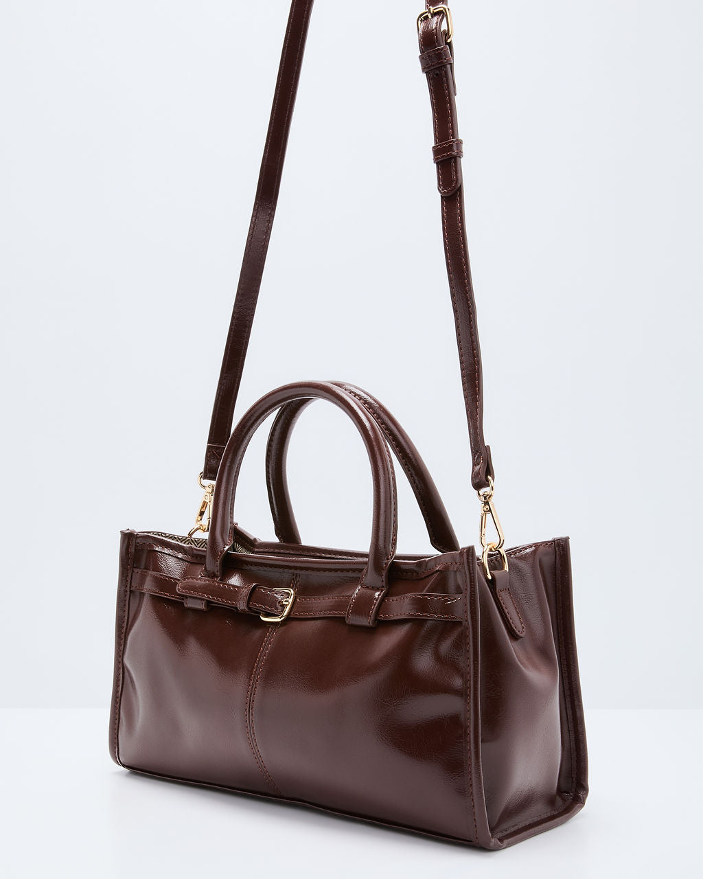 Maelin Belted Top Handle Leather Bag - Image 6