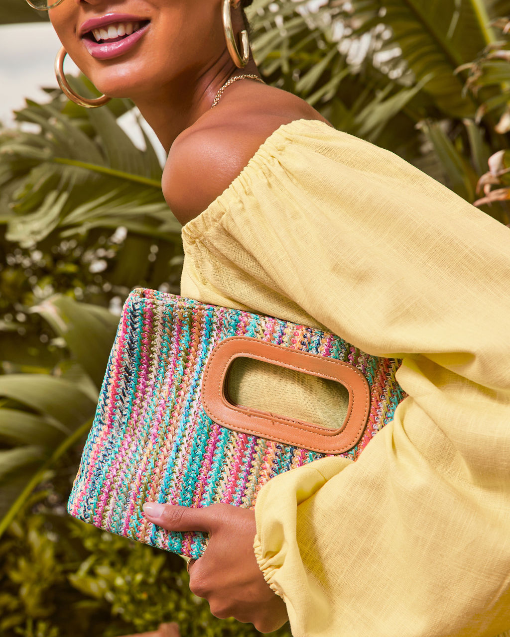 Shelia Multicolor Striped Straw Clutch - Image 3