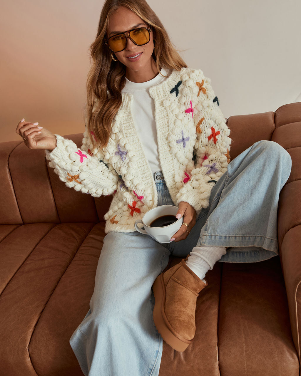 Cozy Moments Embroidered Pom Pom Cardigan - Image 6