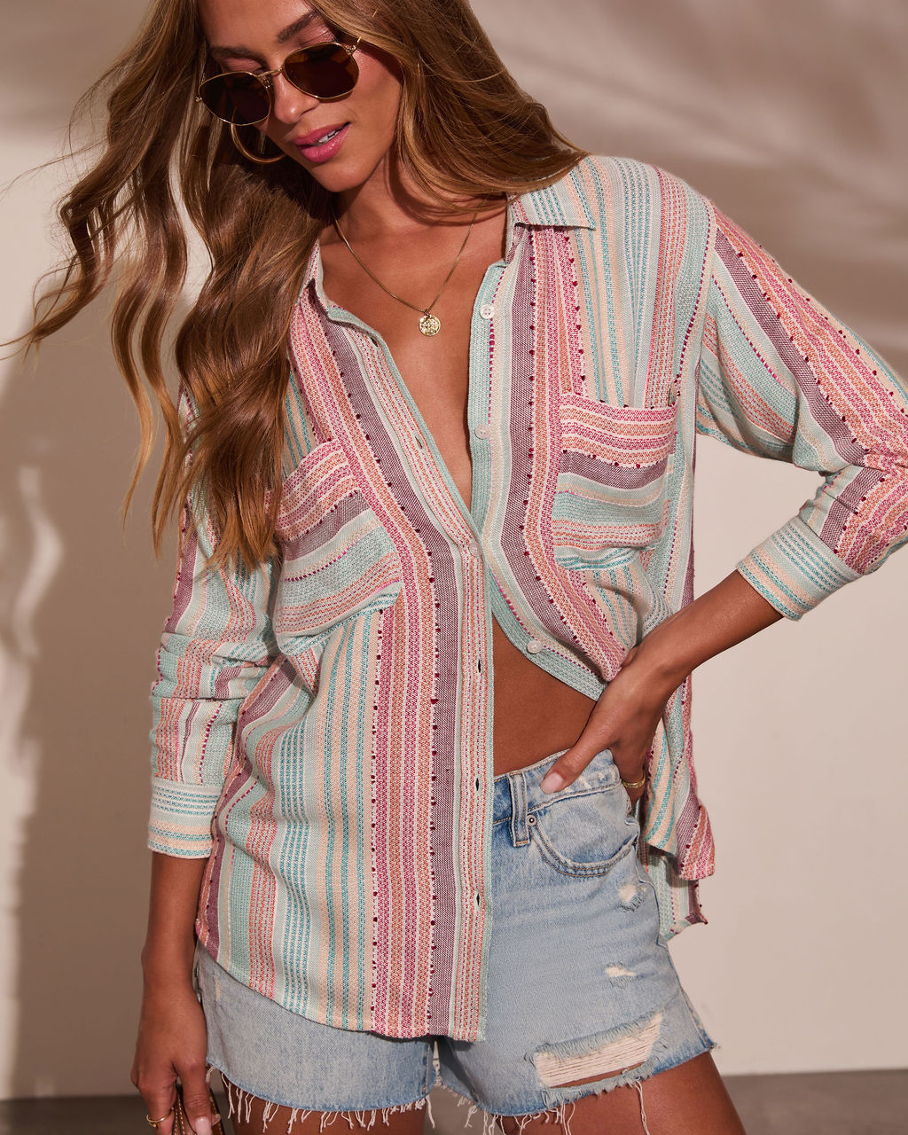 Larson Striped Button Down Top - Image 6