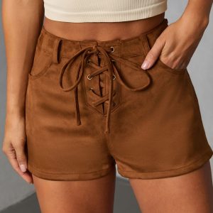Autumn Muse Lace Up Suede Shorts