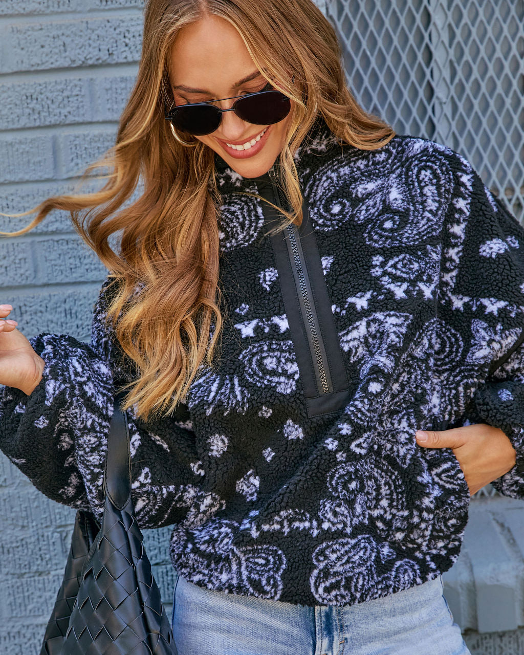 Brianna Sherpa Paisley Quarter Zip Sweatshirt - Image 6
