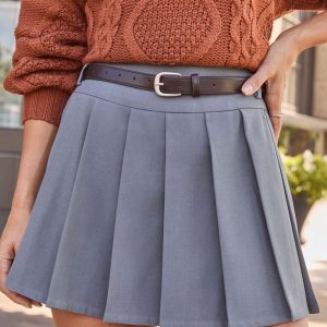 Clarah Pleated Belted Mini Skirt
