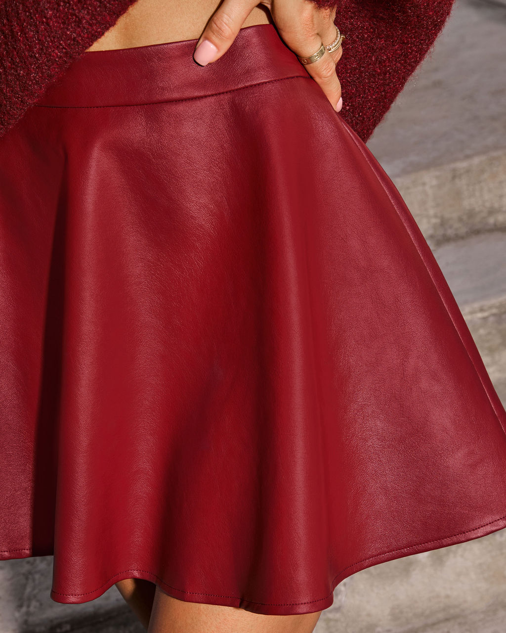 Flirt Edit Pleated Leather Mini Skirt - Image 6