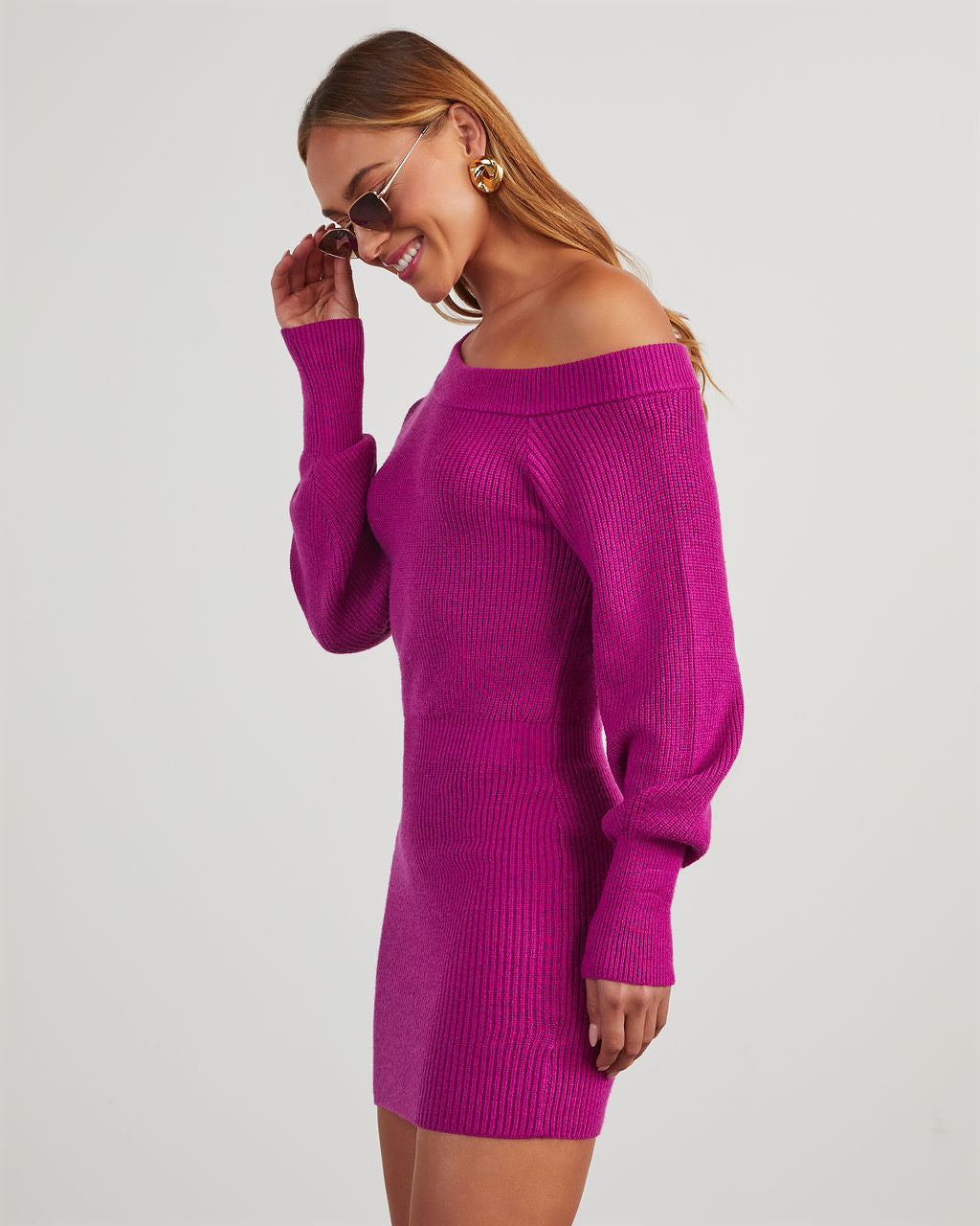 Raina Off Shoulder Mini Sweater Dress - Image 4