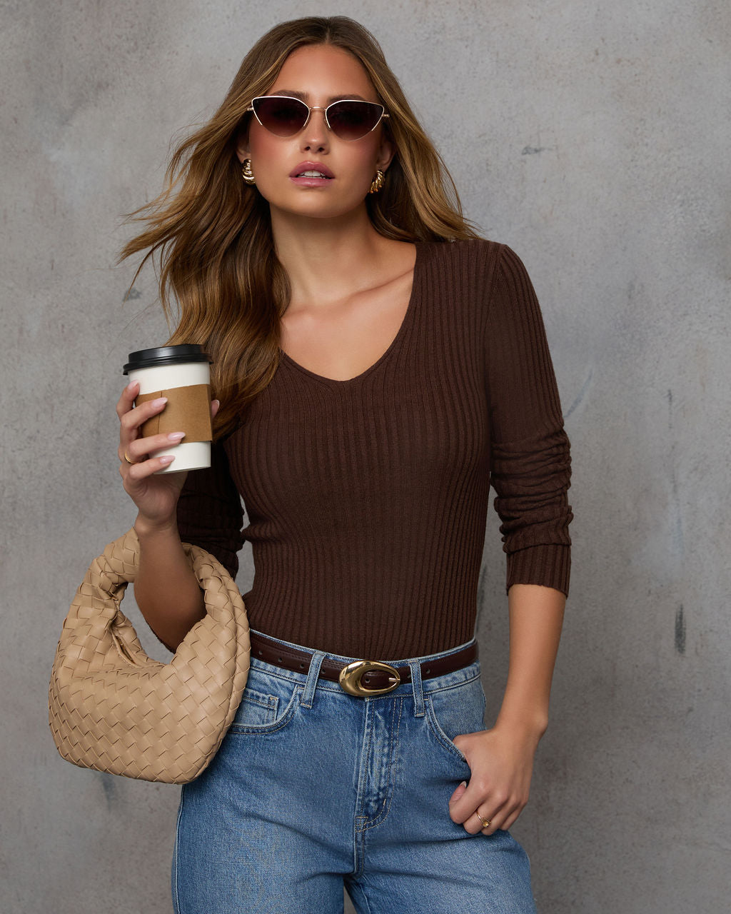 Jamilah Ribbed V Neck Sweater - Image 23