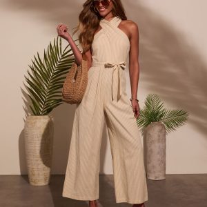 Marielle Halter Tie Waist Jumpsuit