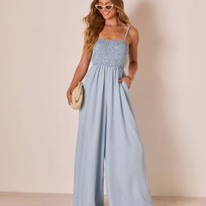 Kerra Wide Leg Chambray Jumpsuit