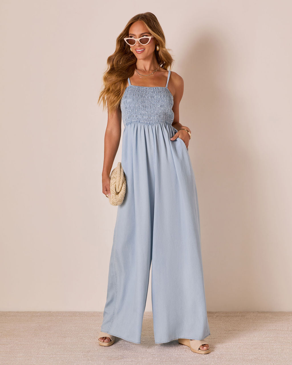 Kerra Wide Leg Chambray Jumpsuit - Image 6