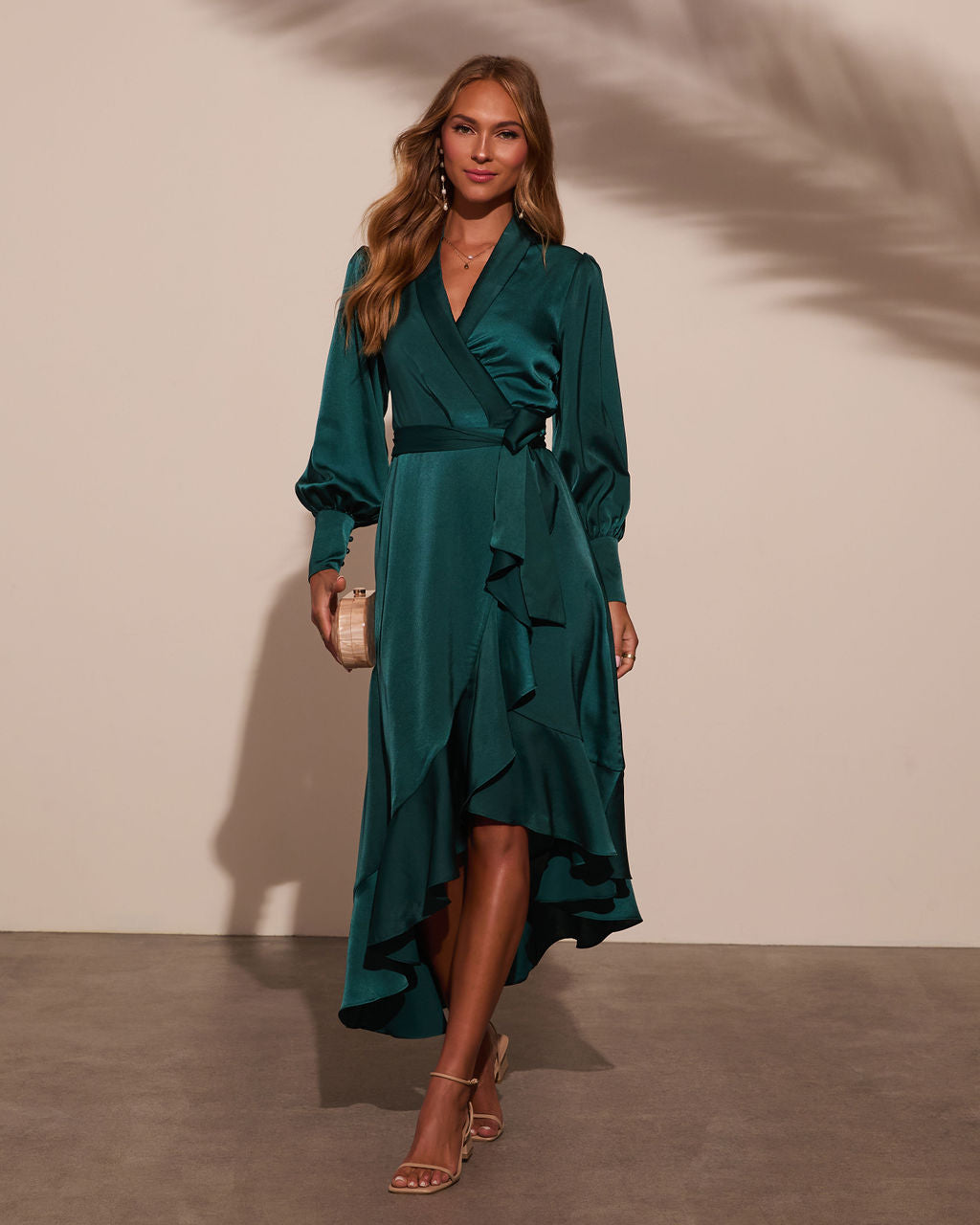 Vilma Satin Wrap Midi Dress - Image 7