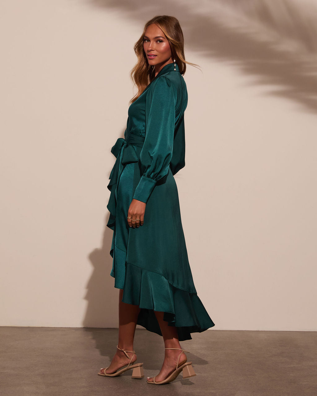 Vilma Satin Wrap Midi Dress - Image 10