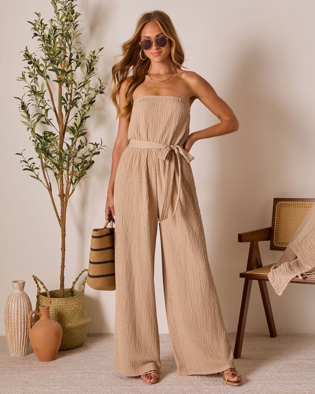 Shaylin Strapless Waist Tie Jumpsuit - Image 5
