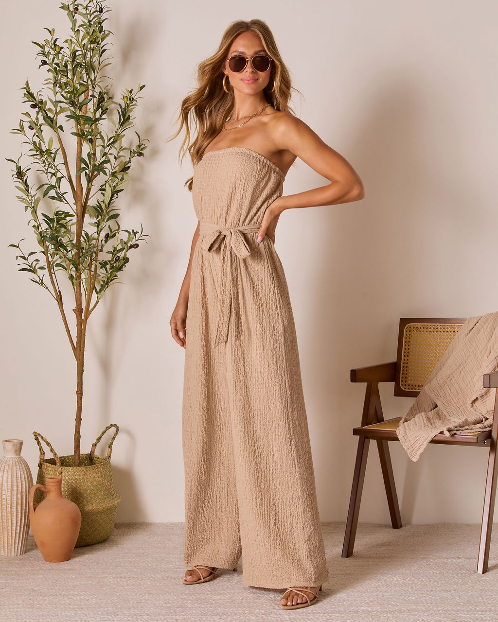 Shaylin Strapless Waist Tie Jumpsuit - Image 3