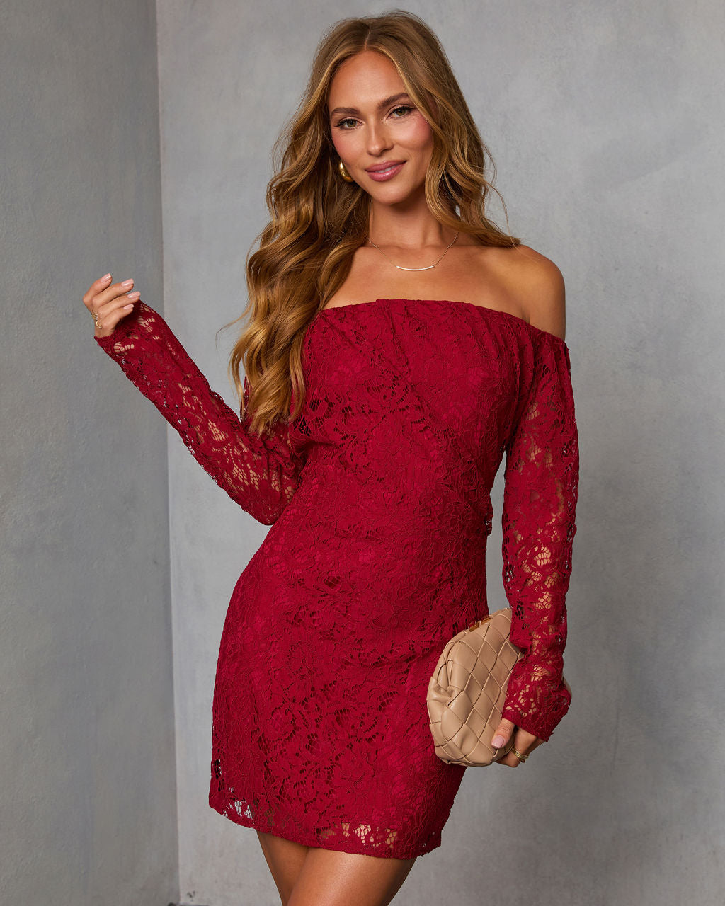 Emberlee Off The Shoulder Lace Mini Dress - Image 5