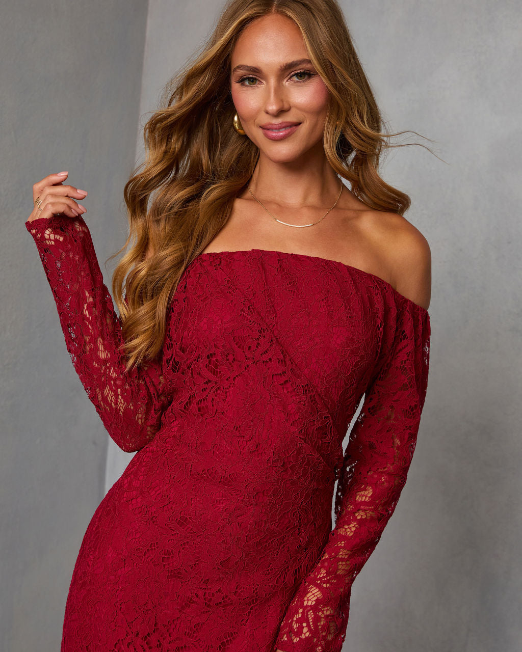 Emberlee Off The Shoulder Lace Mini Dress - Image 6
