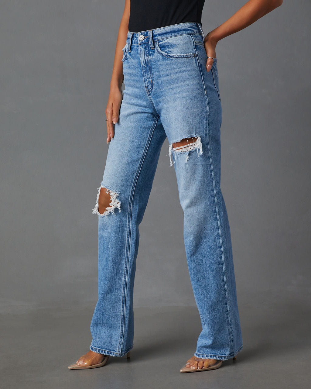 Sequoia Stretch Distressed Straight Leg Jeans - Image 3