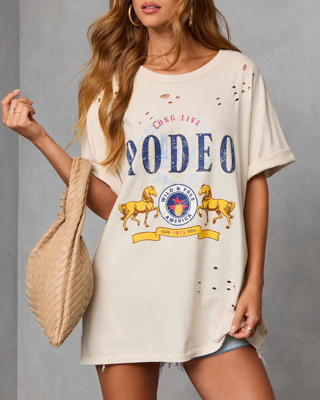 Long Live Rodeo Distressed Oversized Graphic Tee - Image 6