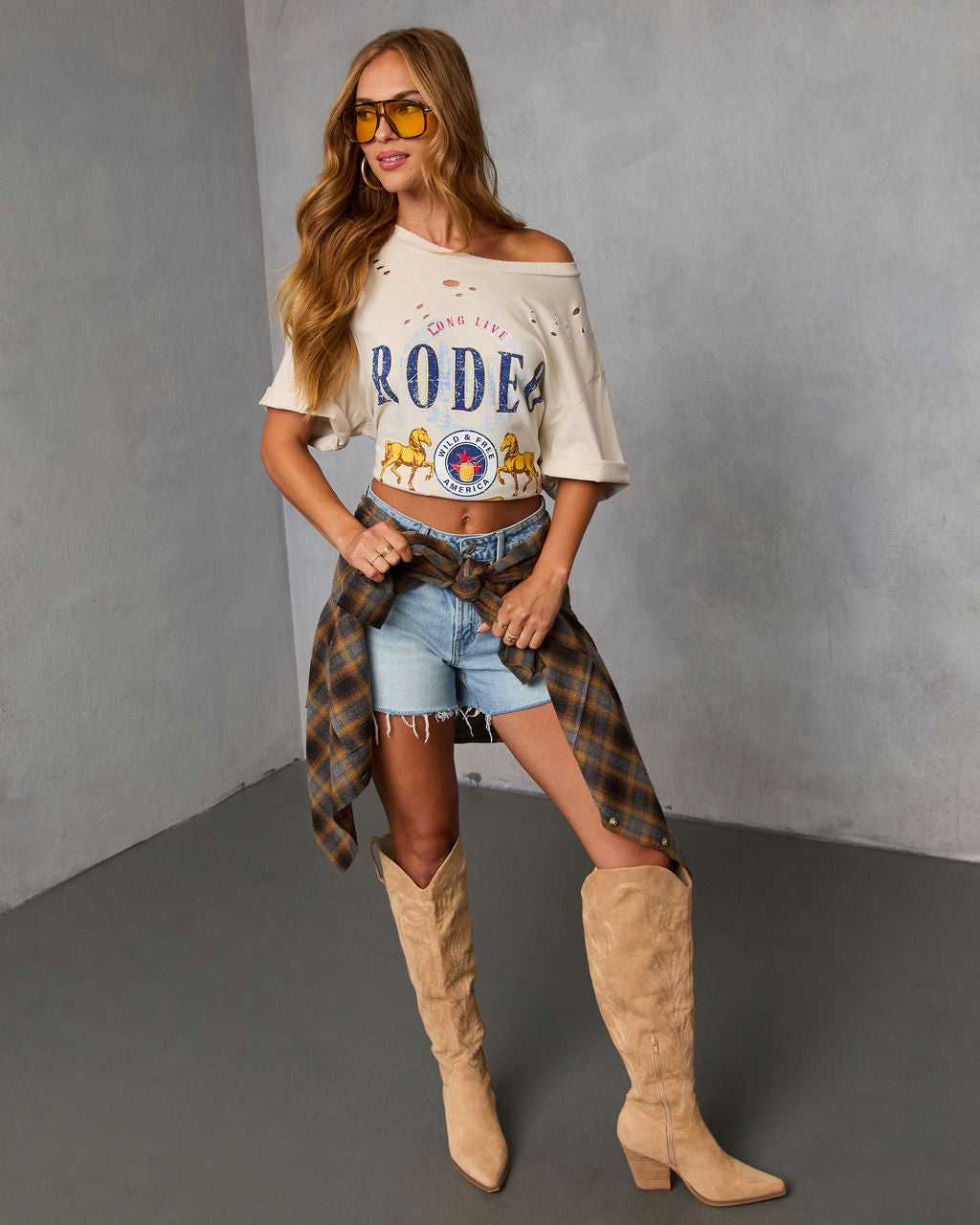Long Live Rodeo Distressed Oversized Graphic Tee - Image 2