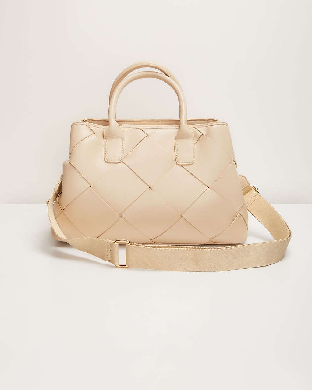 Giorgia Faux Leather Woven Top Handle Bag - Image 4