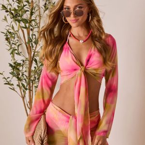 Rosiana Front Tie Cover Up Top