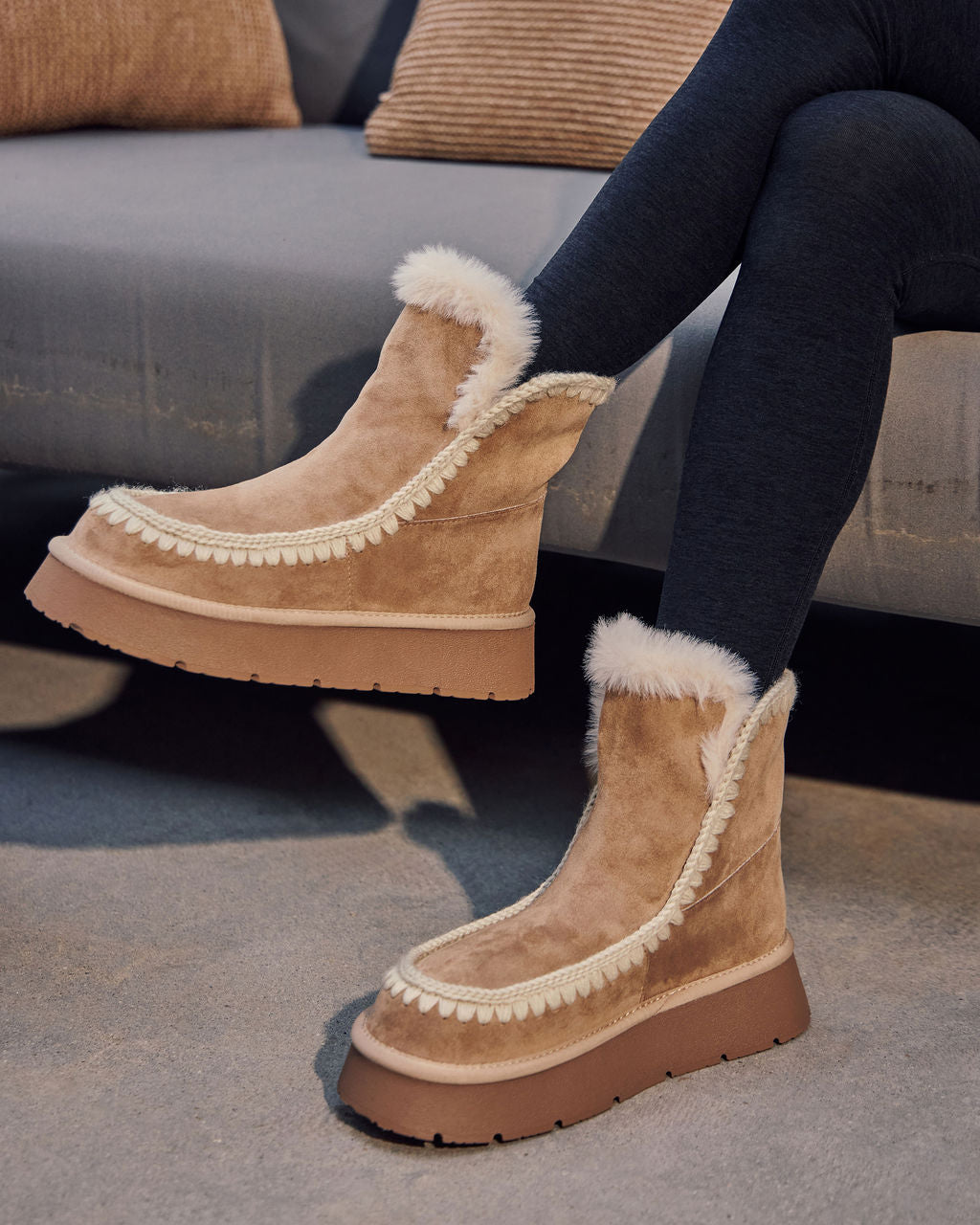 Joppie Faux Suede Fur Lined Booties - Image 7