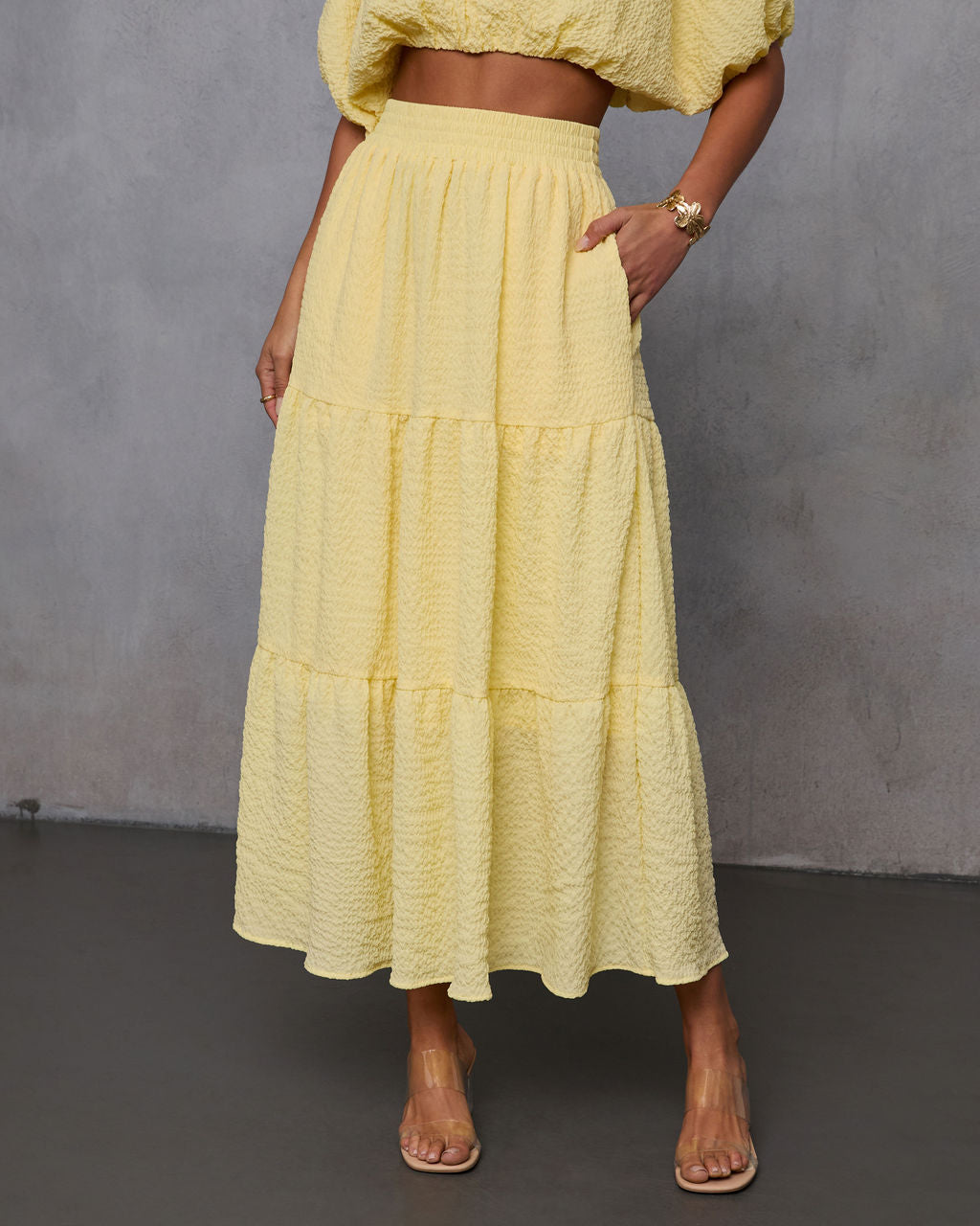 Liena Tiered Gauze Midi Skirt - Image 2